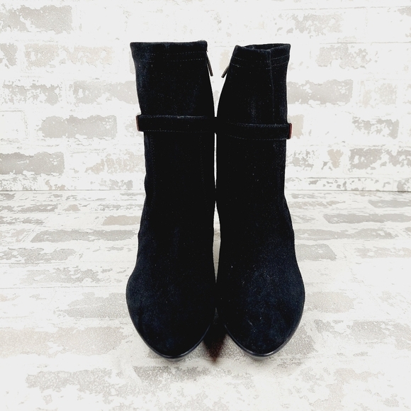 NEW Aquatalia Rania Black Suede Buckle Ankle Booties I319 - Picture 3 of 12